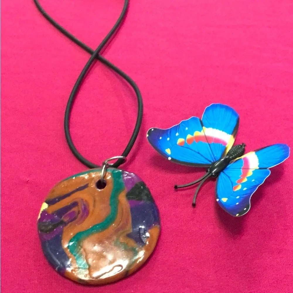 Bohemian Ceramic One of a Kind Handmade Rare Unique Necklace